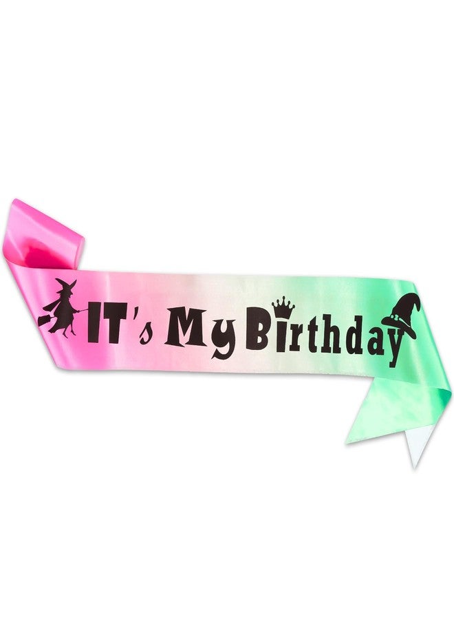 KICOSY Witch - Themed It's My Birthday Sash - Pink & Green Sash for Birthday Party, Witchy Celebration, Special Occasion - Image 1